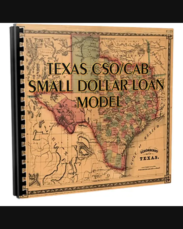Texas CSO/CAB Small Dollar Loan Model eBook cover with vintage Texas map